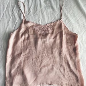 blush pink silky tank